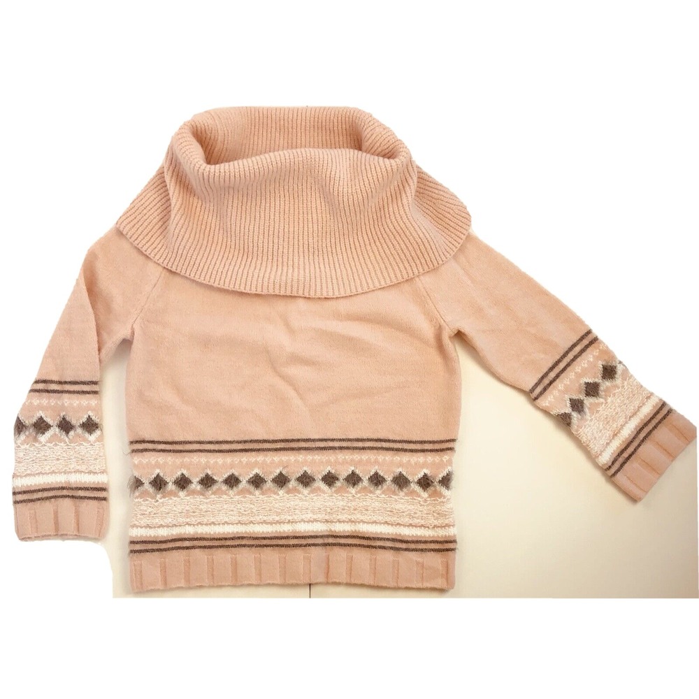 NEW Fair Isle Sweater Caslon Womens M Cozy 3 in 1 Cowl Neck Pink Gray Nordstrom